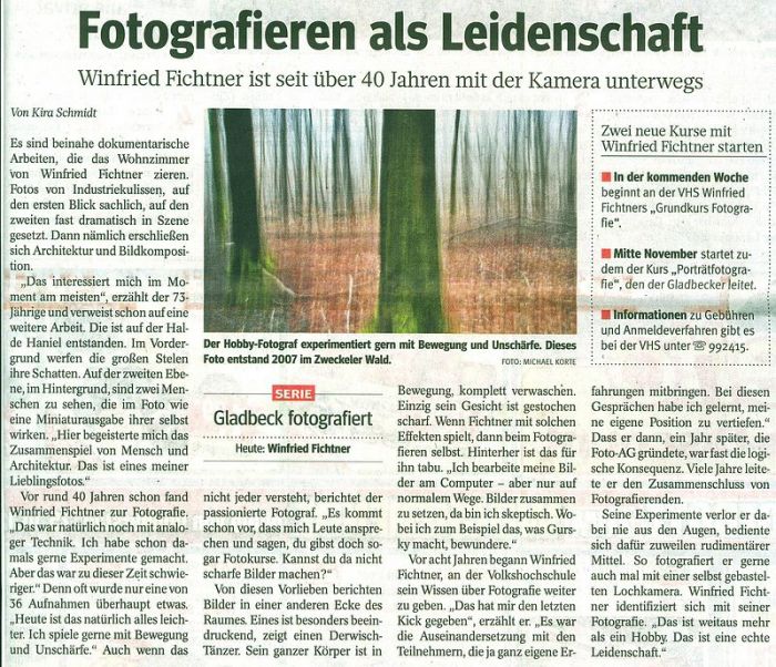 WAZ Gladbeck 25. Oktober 2012 Artikel